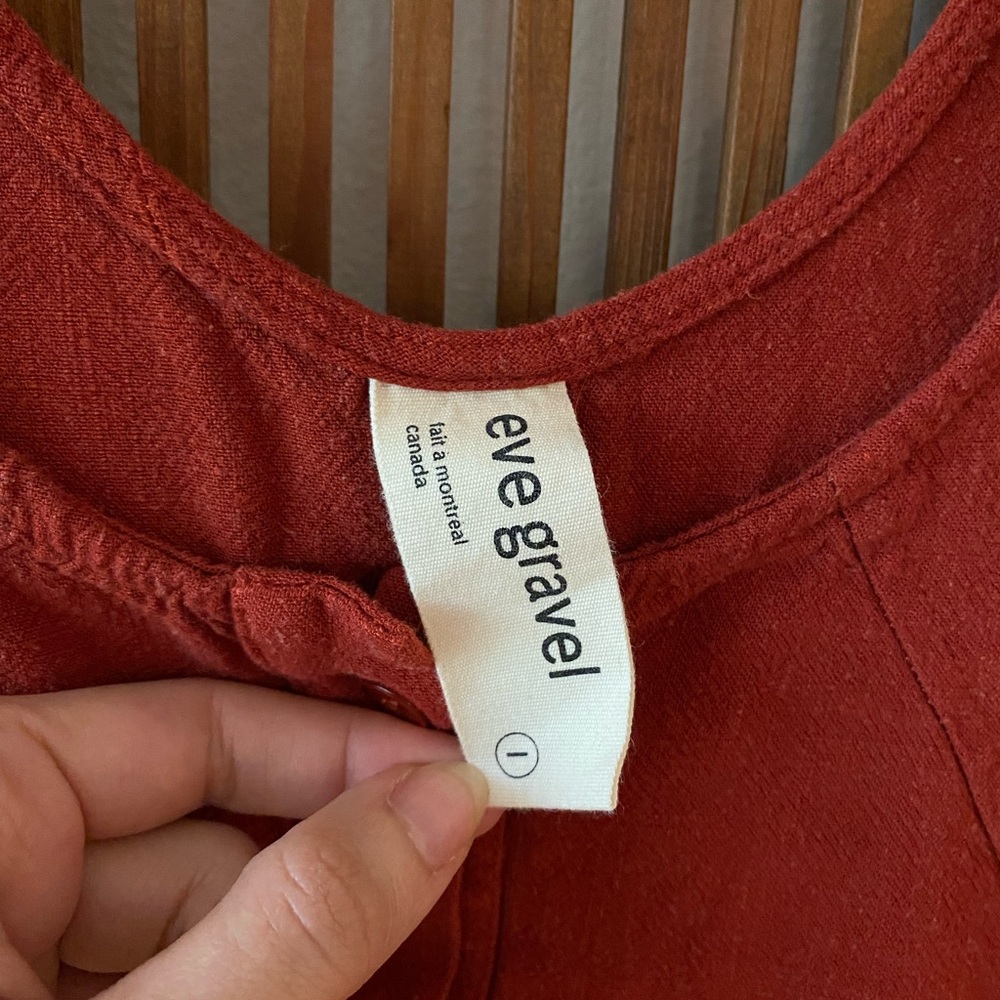 Eve Gravel Linen Shorts Romper in Clay - Picture 8 of 14
